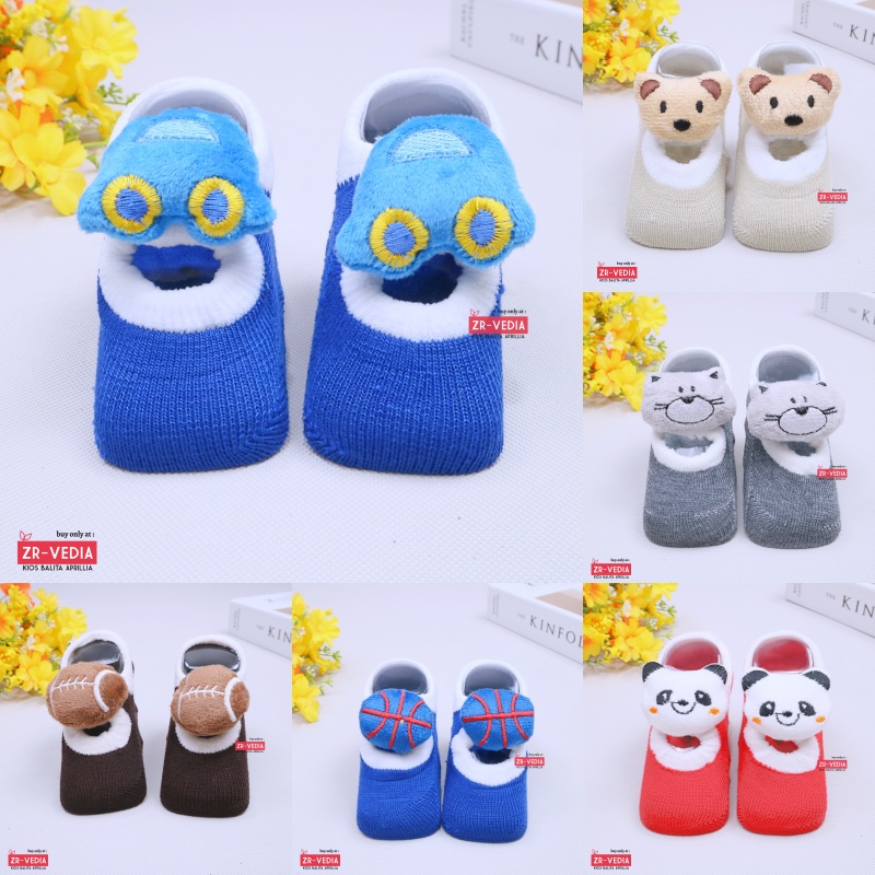 Prewalker Socks 3D Bayi Boneka Karakter / Kaos Kaki Anak Laki Perempuan Polos Anti Slip Import Murah