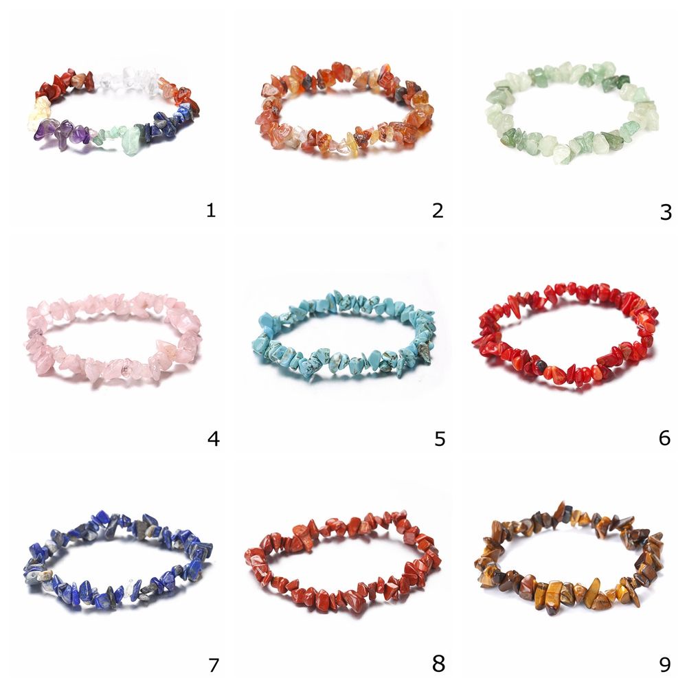 SHOOGII Reiki Natural Stone 7 Chakra Bracelets Healing Crystal Bracelet Chipped Irregular Shaped Gravel Beads Gifts For Men Women Jewelry