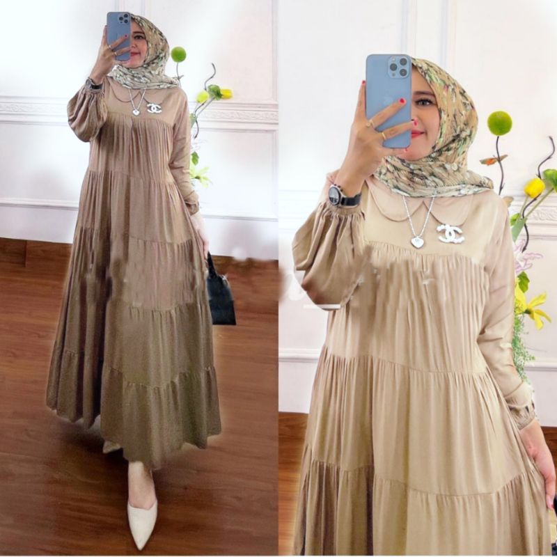 Raisa midi dress jumbo lebar mayung