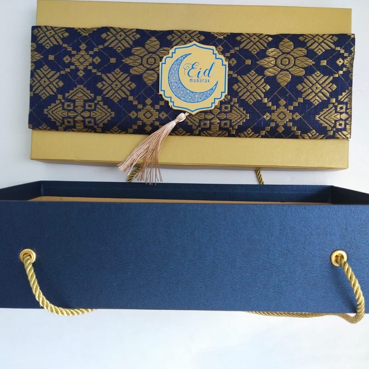 Box Hampers Biru Dongker PARCEL LEBARAN kado Premium Kue Kering Idul Fitri Murah