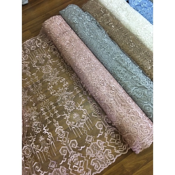 Bahan Kebaya Tile Exclusive Maison By Designer Sapto Full Bordir Warna Rose Gold