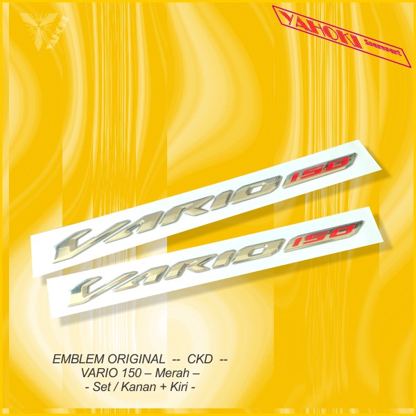 Emblem - Logo Timbul Vario 150 Merah - Set / Kanan + Kiri - Ckd -