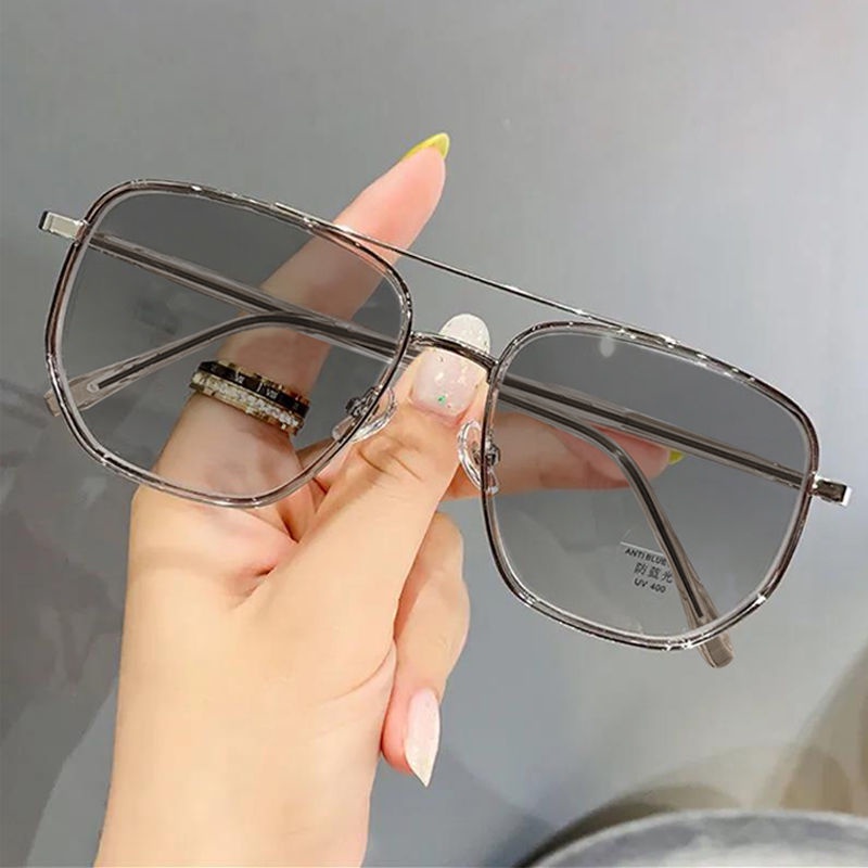 Kacamata Photochromic Anti Radiasi Bahan Metal Gaya Korea Untuk Pria Dan Wanita