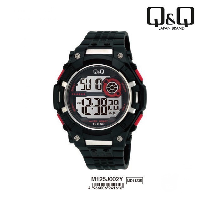 Q&amp;Q QnQ QQ Original Jam Tangan Arloji Digital Pria Rubber Karet - M125 M125J Tahan Air 10 BAR