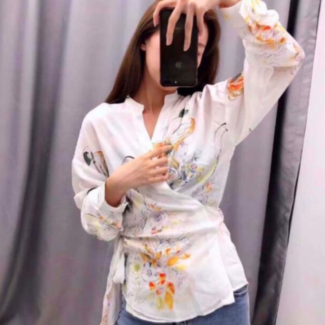 ATASAN BLOUSE WANITA KIMONO LENGAN PANJANG PUTIH IMPORT KEKINIAN KOREAN STYLE