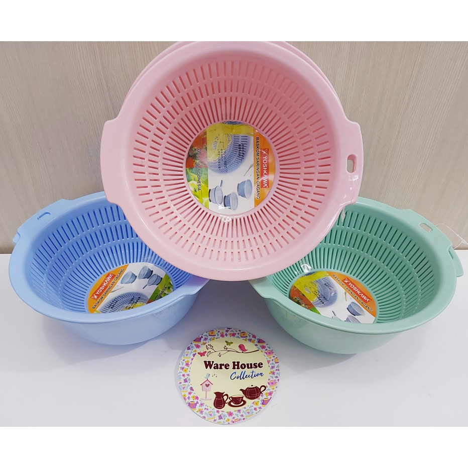 TEMPAT CUCI SAYUR / Baskom + Saringan Yoshikawa B-082/BASKOM LUBANG SERBAGUNA