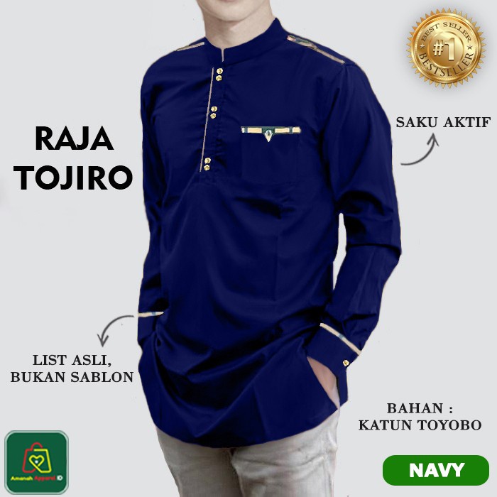 Baju Koko Pria Muslim RAJA TOJIRO Toyobo Premium Lengan Panjang/ 23554