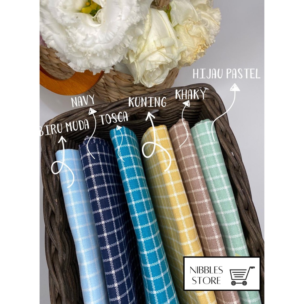 0.5 METER KAIN BAHAN MOTIF KOTAK GINGHAM KATUN JEPANG ORI TOKAI SENKO