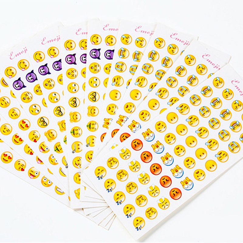 12 Lembar Stiker Emoji Mini Lucu Kreatif