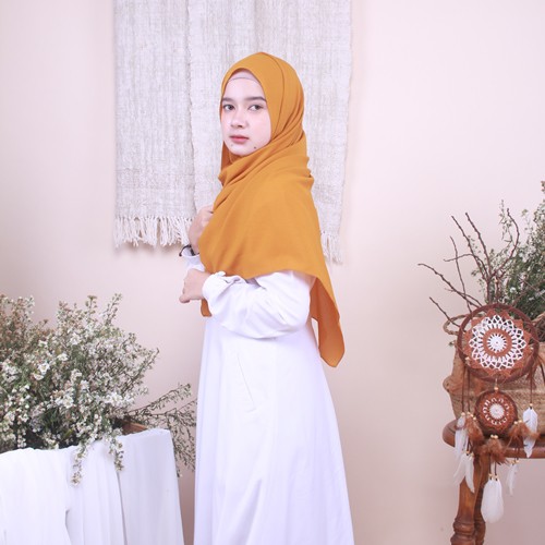 Pashmina Diamond Premium 180 X 75 Bahan Diamond Crepe-Mustard