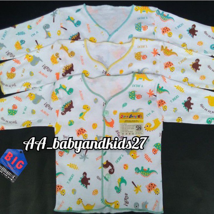 3PC AIRIN BAJU BAYI NEWBORN LENGAN PANJANG MOTIF PRINT LEMBUT DAN SNI