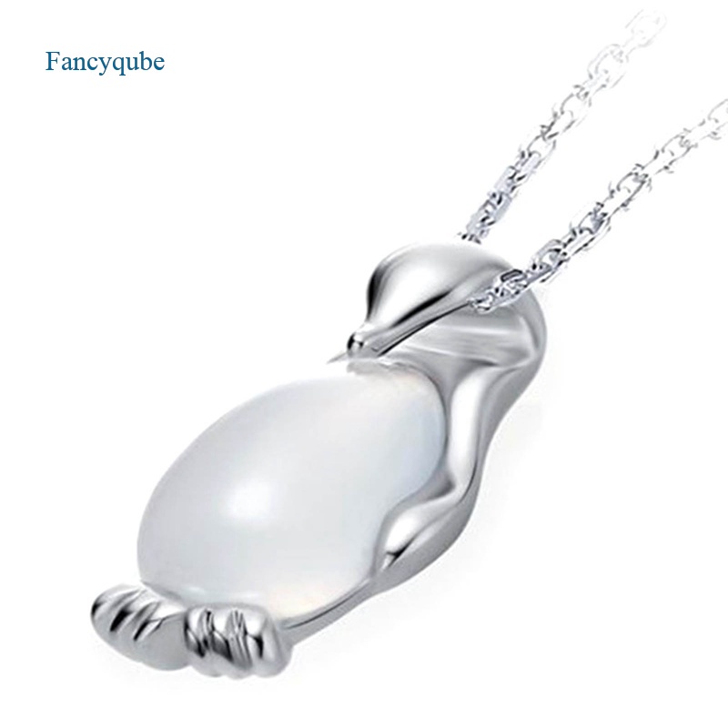 Fancyqube Accessories Cute Penguin White Opal Necklace Penguin Pendant