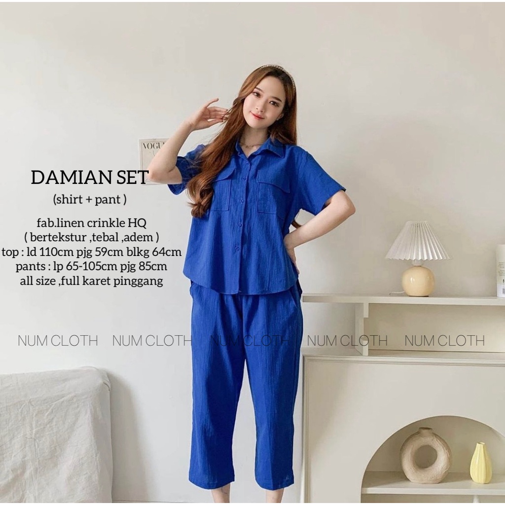 Damian set ( shirt + pant ) linen crinkle ori