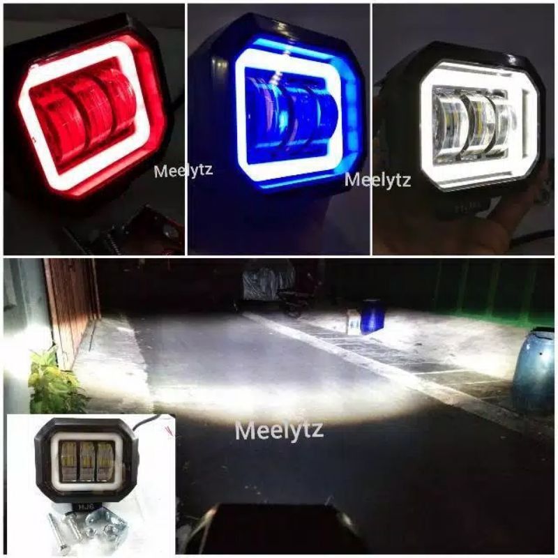 Lampu Tembak sorot LED CWL 3 mata lensa 6D Cree angel eye kotak