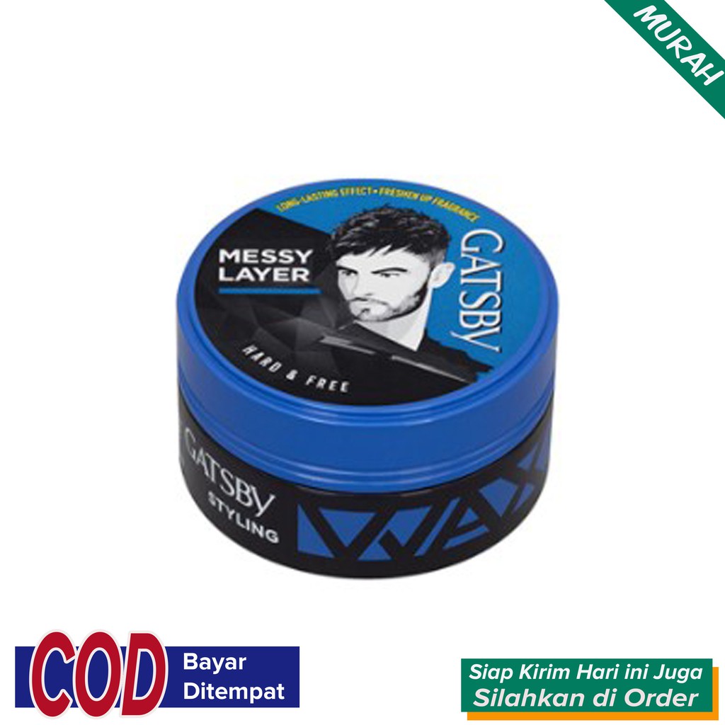 Minyak Rambut Cowok Pria gaya Acak Matte Tahan Seharian ~ Gatsby Wax Messy Layer 75g