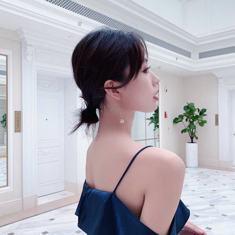 Anting Gantung Panjang Model Geometri Hollow Rumbai Gaya Korea Untuk Wanita