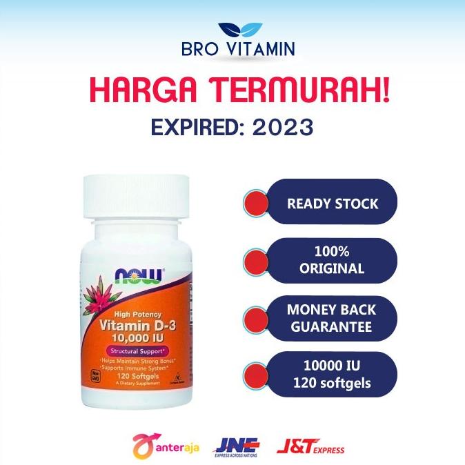 NOW FOODS Vitamin D-3 10000 IU 120 Sgels / D3 10000IU Lc