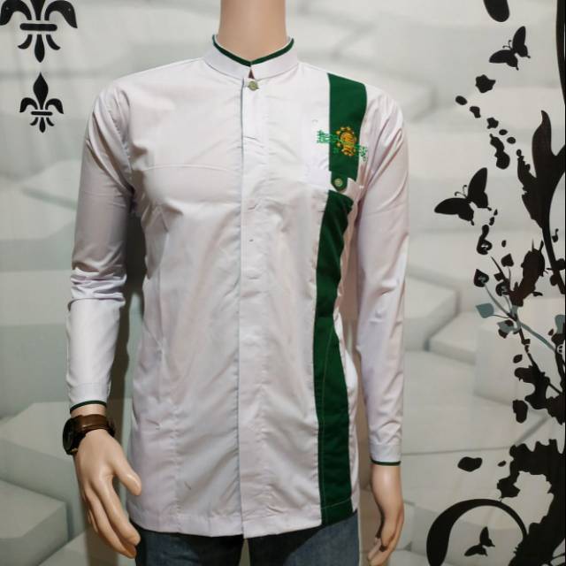 BAJU KOKO PRIA MUSLIM BORDIR NU [Batik_Qiran]