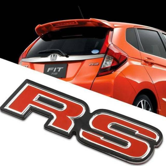 Emblem tulisan RS merah  brio