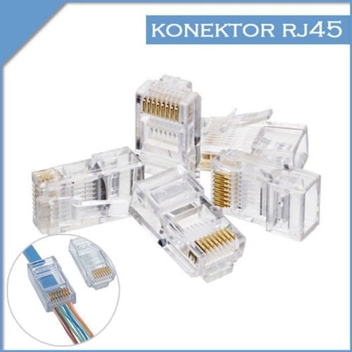 CONNECTOR CONECTOR KONEKTOR RJ45 RJ 45 JARINGAN ENTERNET INTERNET LAN CAT 5 CAT5 CAT 5E CREAMPING