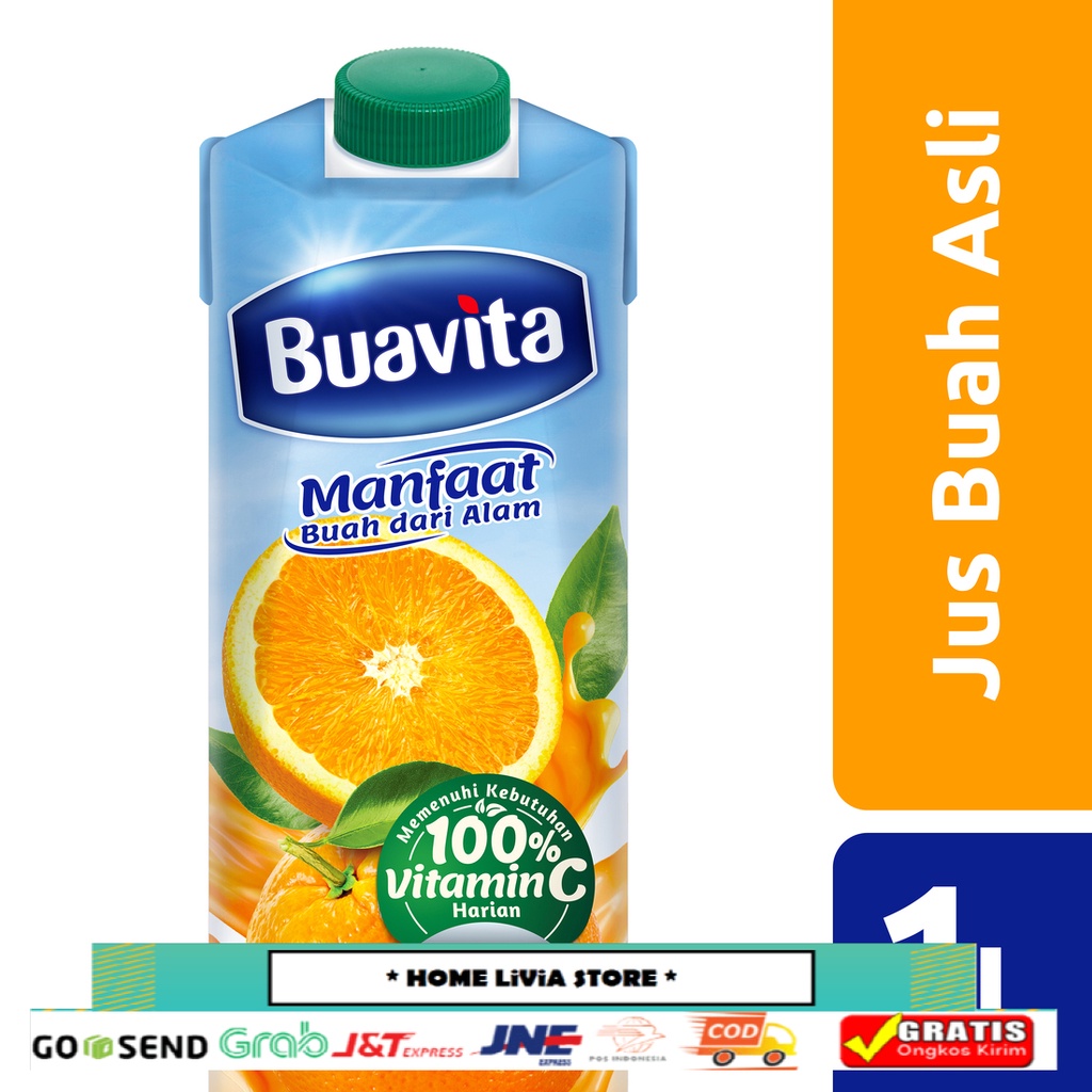 

Buavita Jus Buah Asli Jeruk 1000 Ml - Jus Jeruk, Orange Juice, Mengandung Vitamin C