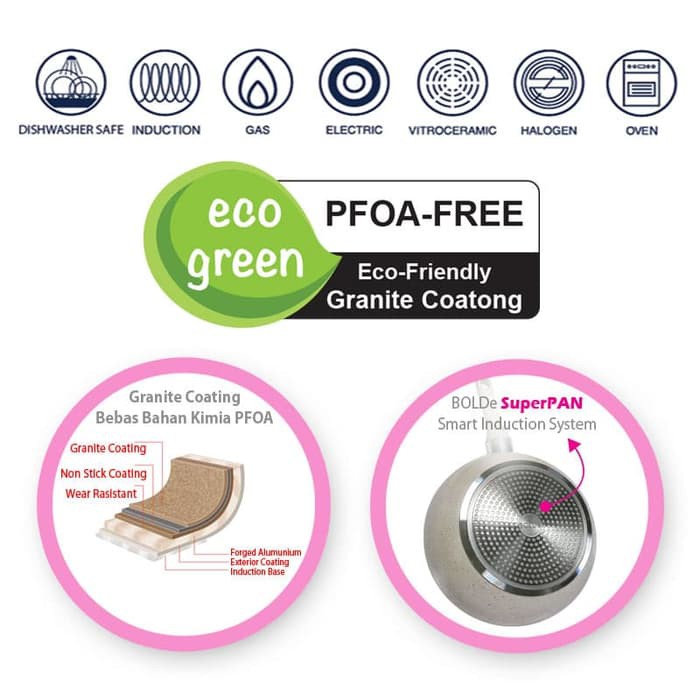 BIG PROMO BOLDe Panci SUPER PAN 3 Pcs Set - Granite