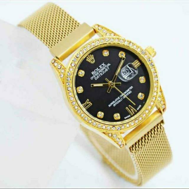 JAM TANGAN WANITA ROLEX RANTAI MAGNET TANGGAL ON RELVAN