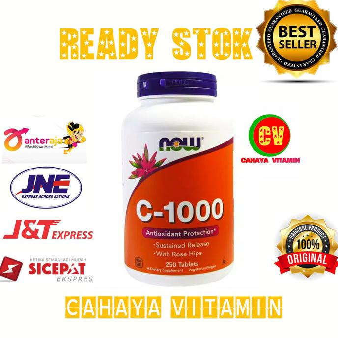 Now Foods Vitamin C 1000 C1000 C 1000mg 250 tablet dewasa Rose hip Lc