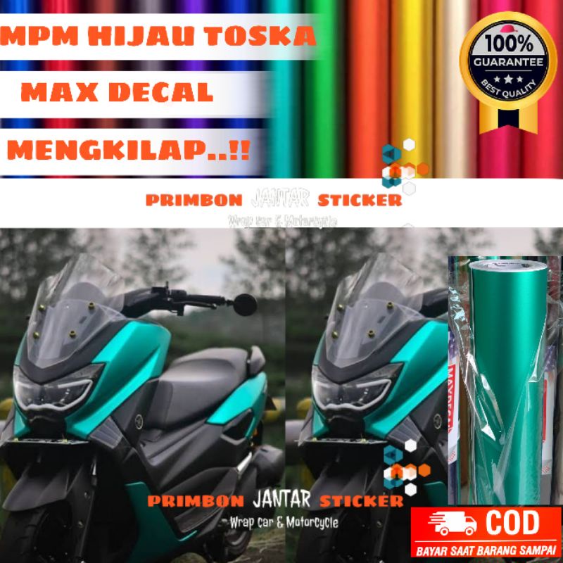 Sticker skotlet motor mobil metalic chrom doff hijau tosca metalik krom doff mengkilap merk maxdecal