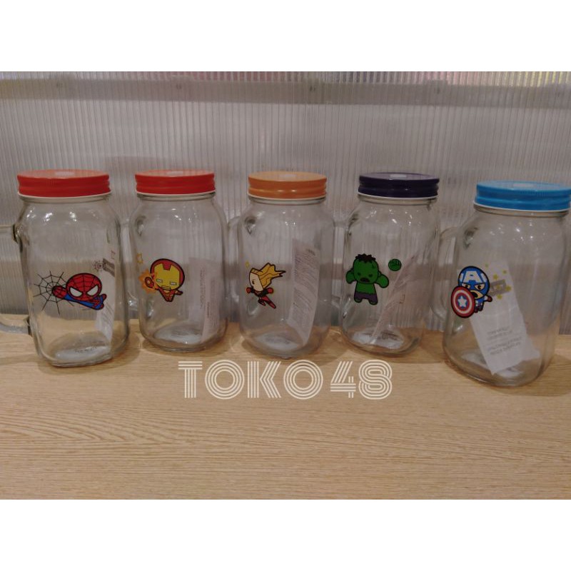 MUG JAR KARAKTER MARVEL INCLUDE SEDOTAN MINISO
