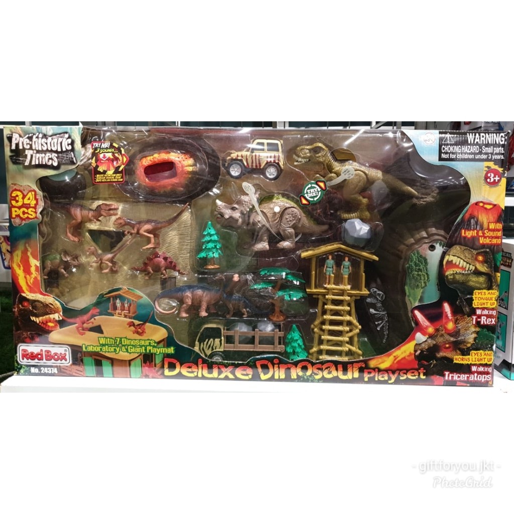 Mainan Anak Dinosaurus Red Box Deluxe Dinosaur Playset Prehistoric Times No. 24374 Original