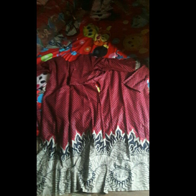 Batik Couple Keluarga Sania Ruffle Ori Ndoro Jowi Dnt Motif Bara Api Merah
