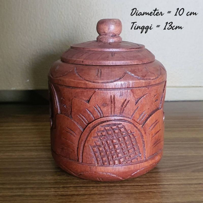 guci toples wadah kayu hiasan home decor dekorasi