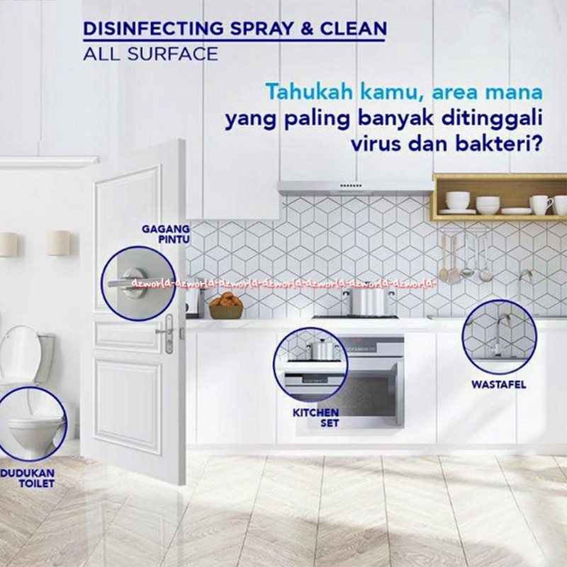 Wiz 24 Disinfecting 450ml Spray &amp; Clean All Surface Pembersih Desinfektan Wiz24 Semprot Desinfektan