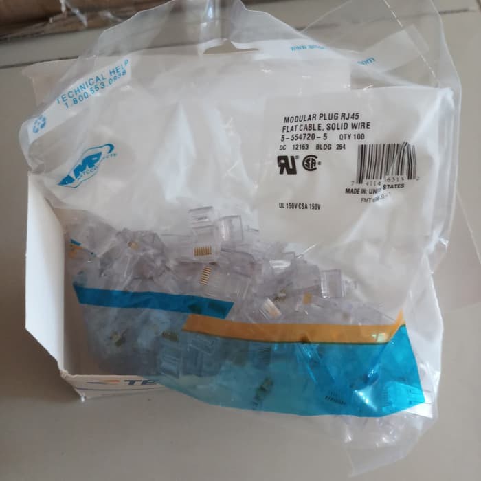 Rj45 Cat6 Konektor Rj45 Cat6 AMP Konektor LAN Cat6 AMP Connector Rj45 Cat6 AMP LAN Konektor