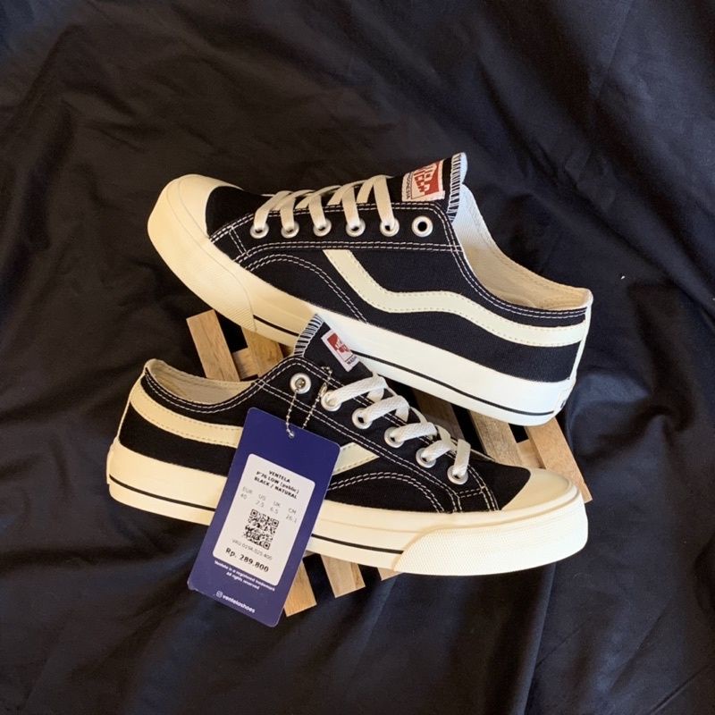 Sepatu Vantela Public Low Black Natural Original 100% Sepatu Ventella Original