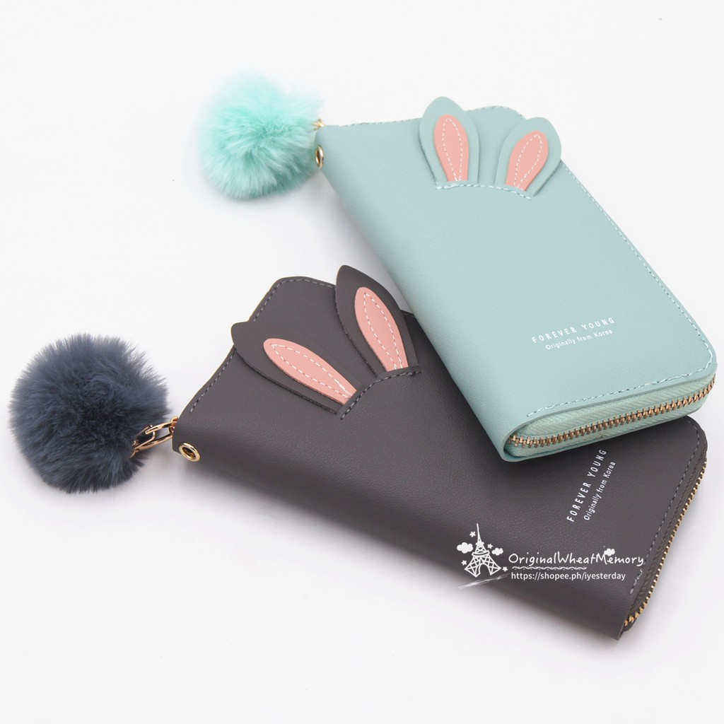 Dompet Panjang Wanita Free Pom-Pom Motif Kuping Kelinci Mallshop