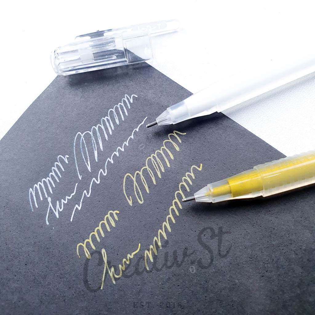 

KENKO White Gel Ink Pen T-Gel 303 Gold 0.5 Mm Pulpen Pena Tinta Putih Emas