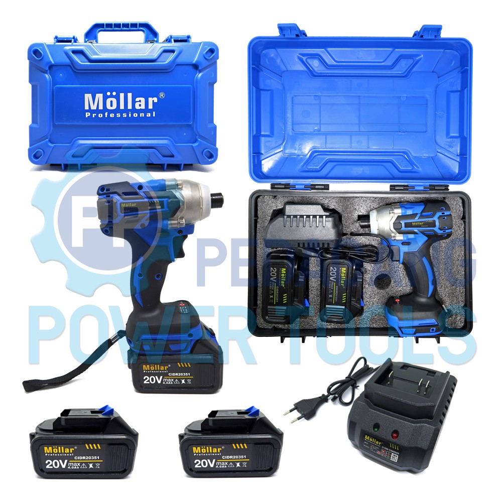 MOLLAR CIDR MESIN BOR OBENG SEKRUP BATERAI 20V CORDLESS IMPACT DRIVER