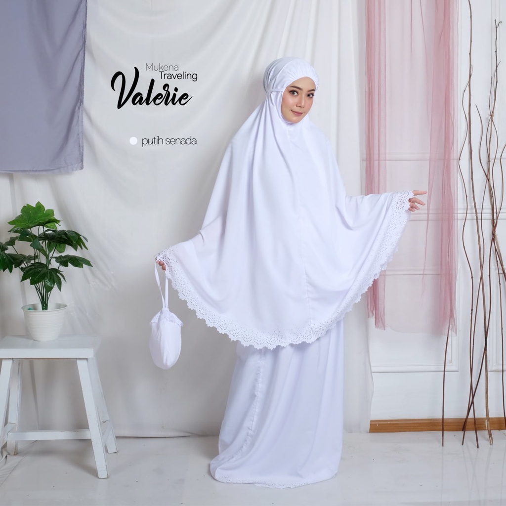 Mukena Mukenah dewasa Travel Traveling jumbo bahan adem bali premium katun murah daily india white