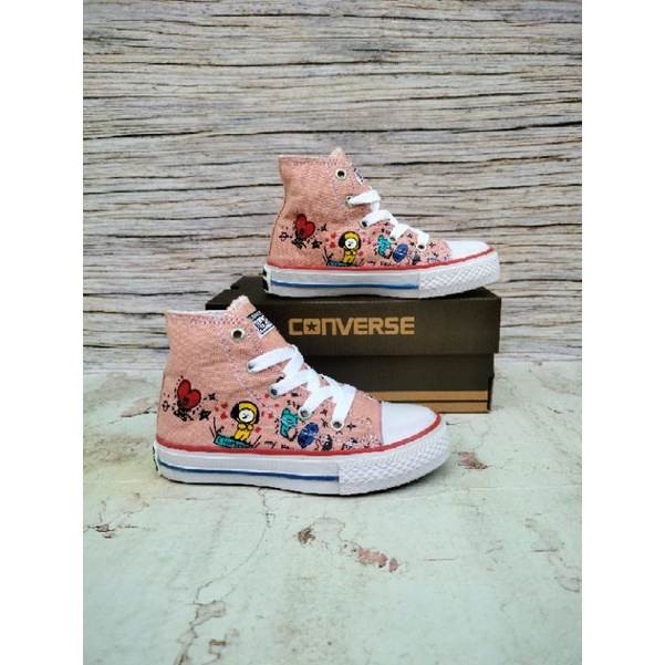 SEPATU CONVERSE ANAK BT21 PINK PREMIUM HIGH QUALITY SEPATU CONVERSE ANAK PEREMPUAN