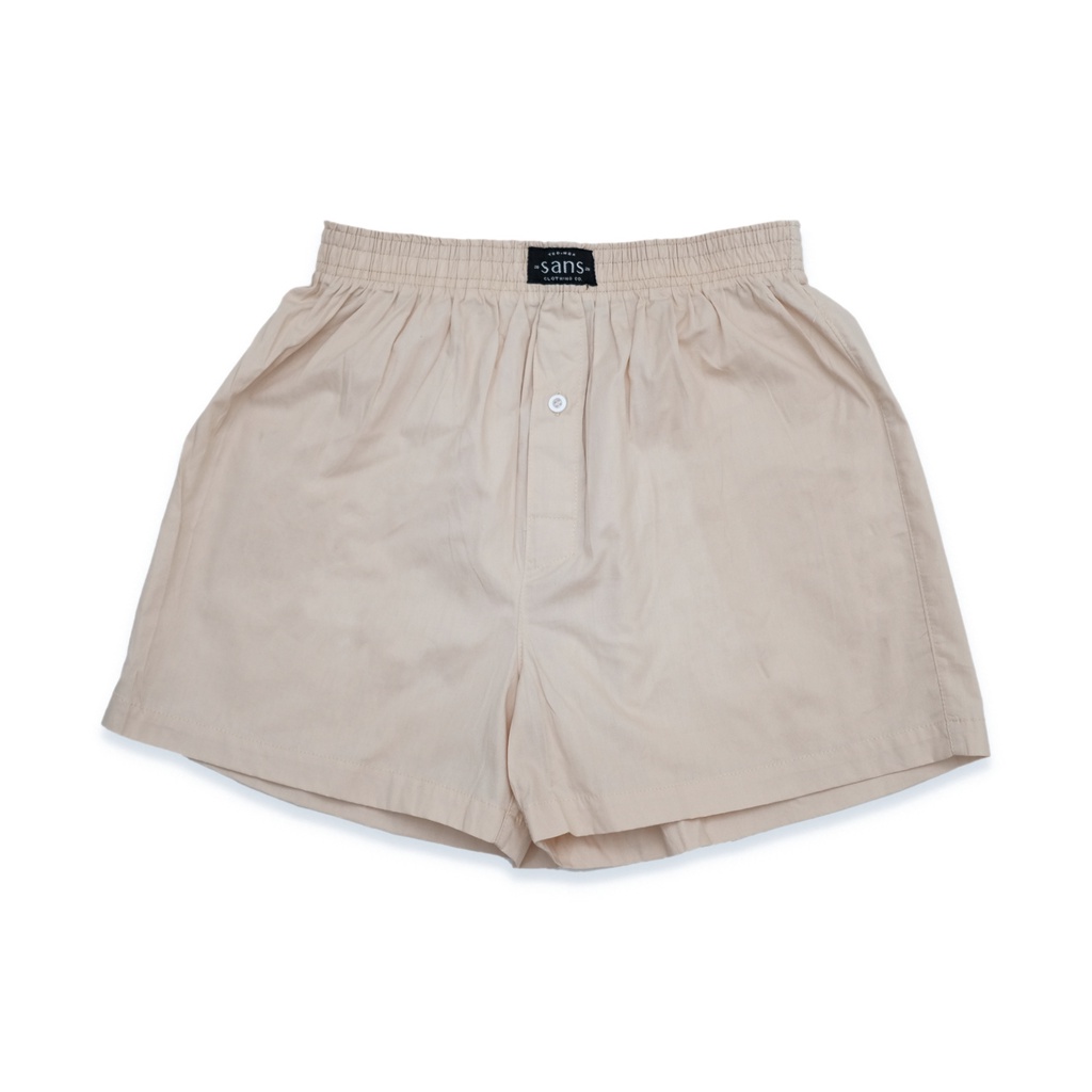 SANVANINA Celana Boxer Polos Unisex Cream Basic | Celana Santai | Celana Pendek | Boxer Cream BO-06C