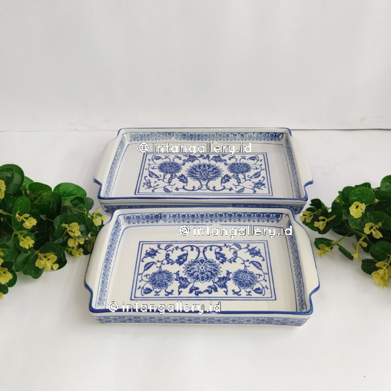 Nampan/Piring Saji Keramik Biru Putih