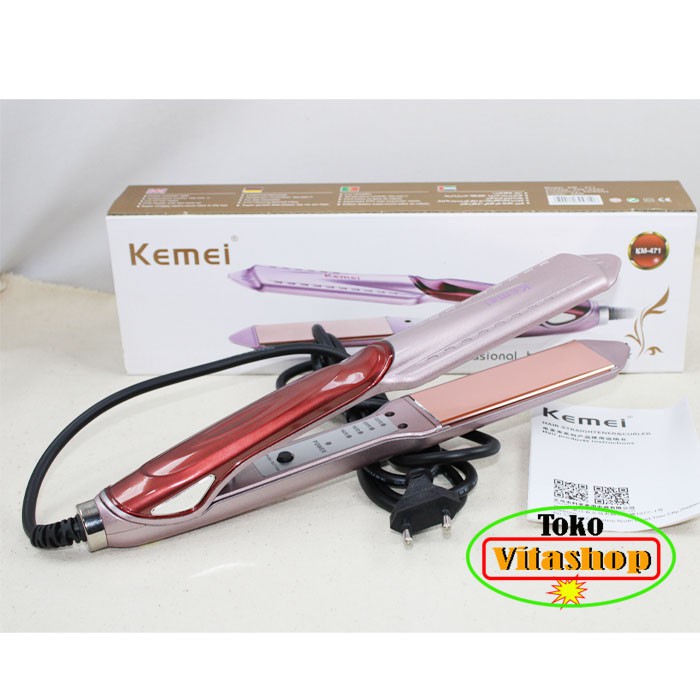 KEMEI KM-471 Catok Pelurus Slim Temperatur suhu Ionic / Catokan Rambut