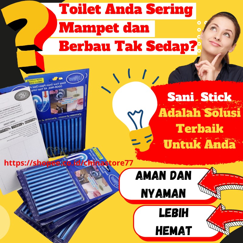 Sani Stick Ajaib Pembersih Dan Pewangi Saluran Air Drain Perlengkapan Rumah Tangga Dan Kamar