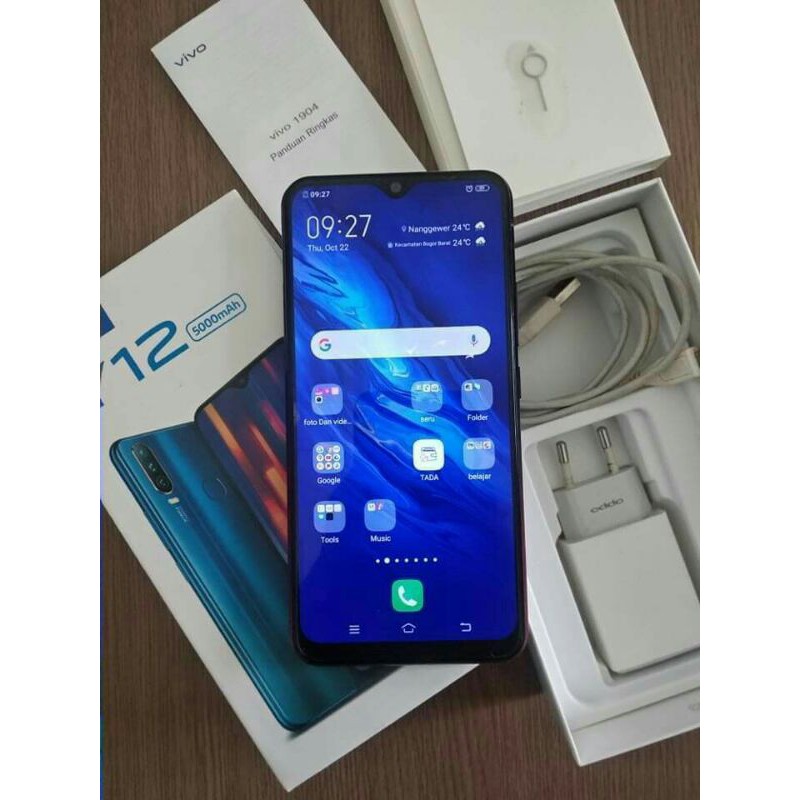 Jual HP Handphone Vivo Y12 Ram 3/64gb Fullset HP Seken Second Bekas Berkualitas