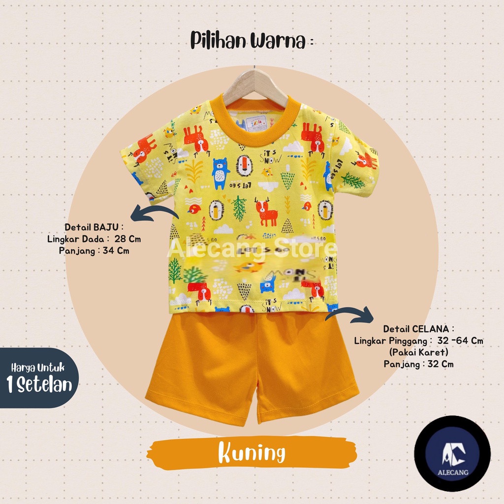 Setelan Pendek Baju Bayi Size 6 - 12 Bulan merk Tralala / Idola, Piyama Bayi DASAR WARNA