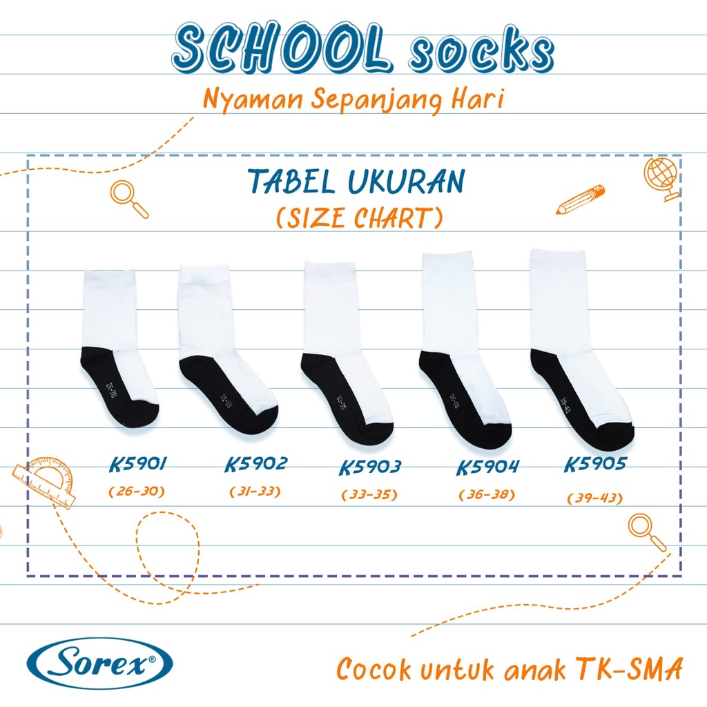 Kaos Kaki Sorex Anak Sekolah Cowok &amp; Cewek | Kaos Kaki Polos |tty