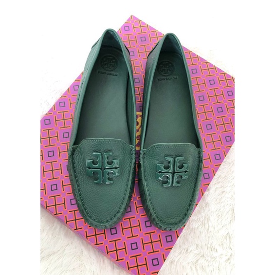 Tory Burch Lowell 2 Driver Tumbled Leather Norwood shoes/sepatu TB ori