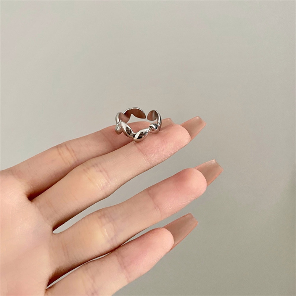 1pc Cincin Jari Telunjuk Model Terbuka Dapat Disesuaikan Warna Silver Gaya Korea Untuk Wanita